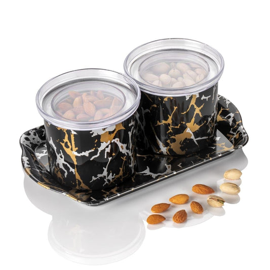 Dry Fruits Containers with Lid (2 Round Black)