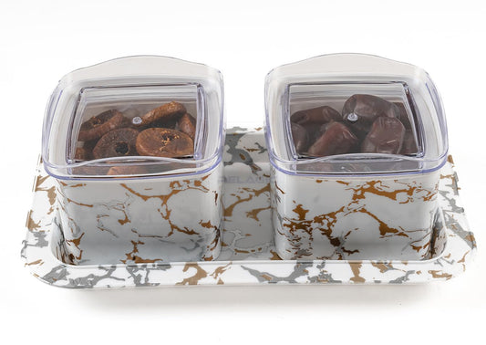 Dry Fruit Containers with Lid (2 Square Black).